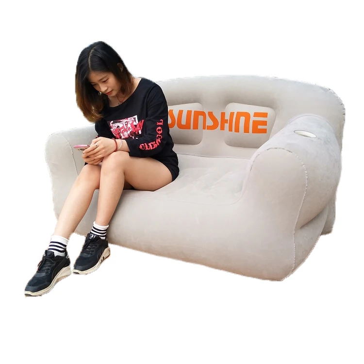 Custom Furniture Floding Inflatable Bedroom Sofa Chair Lounge Back Double Seat Flocking Inflatable Sofa
