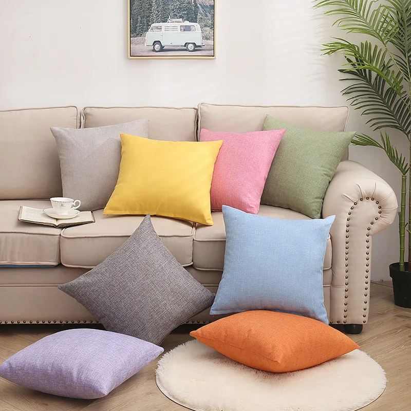 Wholesale Modern Plain Polyester Linen Sofa Couch Home Decor Big Cushion Cover Pillowcase Pillow Case