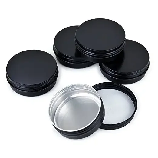 Metal aluminum black small round tin box for cosmetic