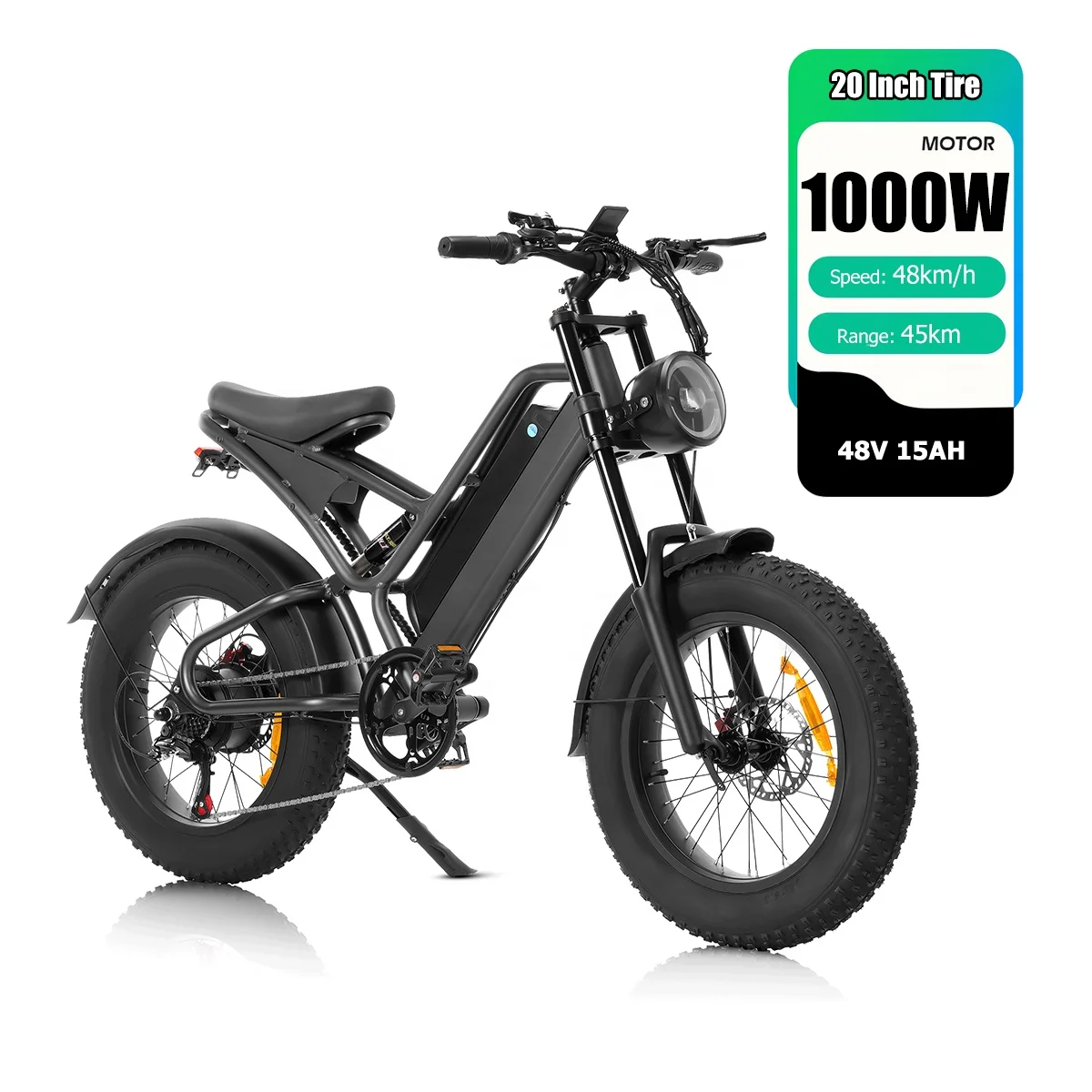 Wholesale 1000W 48V 2 Wheel 7 Speed 20Inch Mutlifuction Shock Absorption Electric Mobility Bike