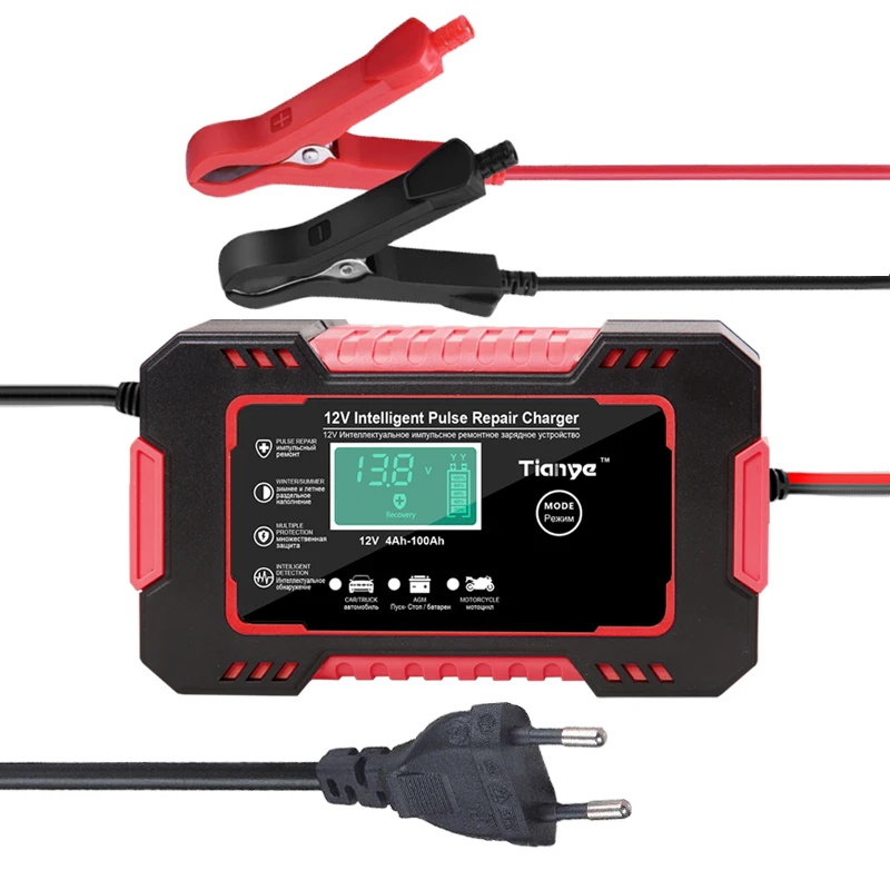 12V6A intelligent pulse repair charger SUV motorcycle charger LED screen display