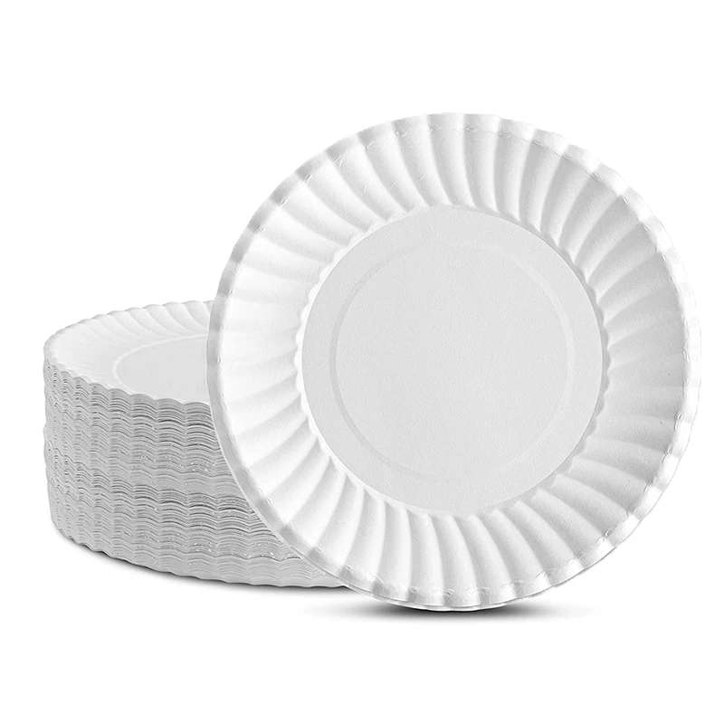 Multiple Sizes Bulk Disposable White Uncoated Paper Plates for Appetizer Lunch Dinner Perfect Dinner Plates Compostable Plates