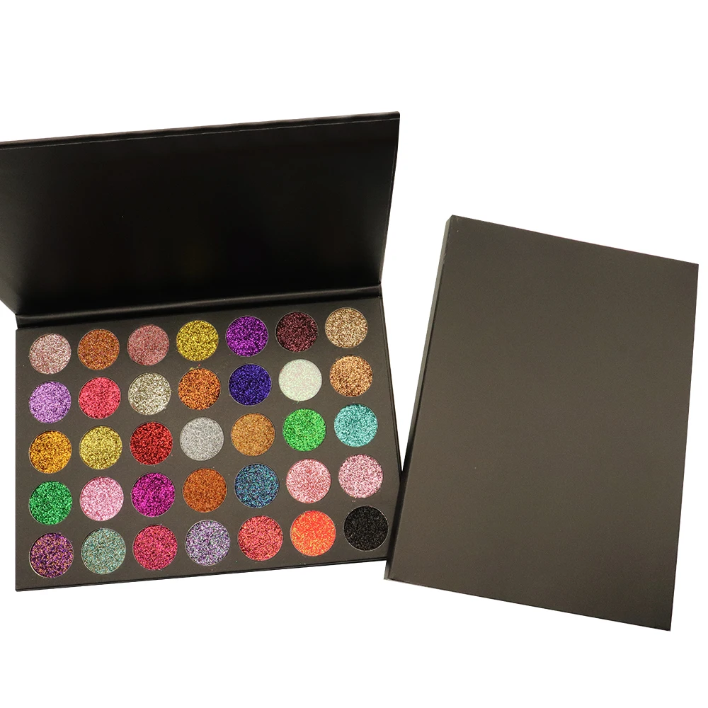 Custom Logo 35 Colors Glitter Eyeshadow Palette High Pigment Vegan Cosmetics OEM Eye Shadow Palette