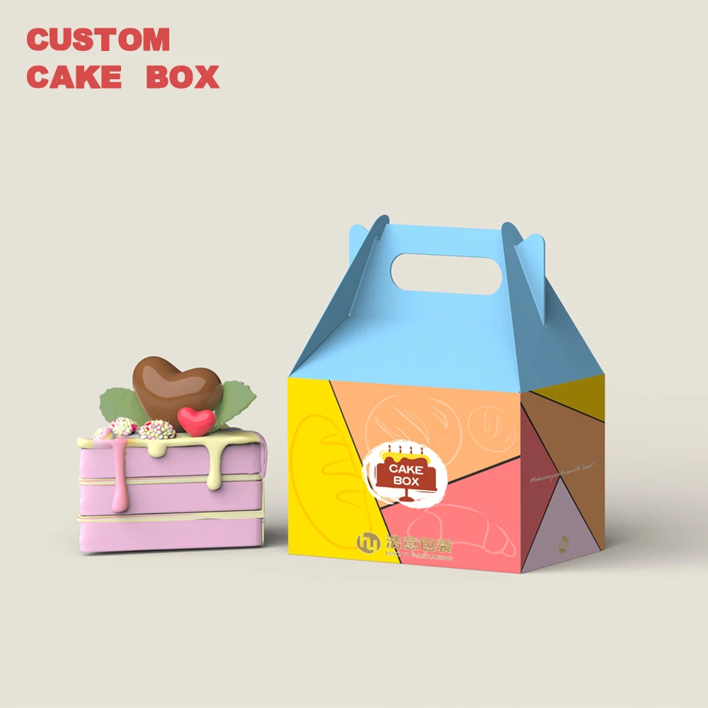 China Wholesale custom luxury swiss roll cake box package christmas cake box corrugated board paper tall cake box with handle