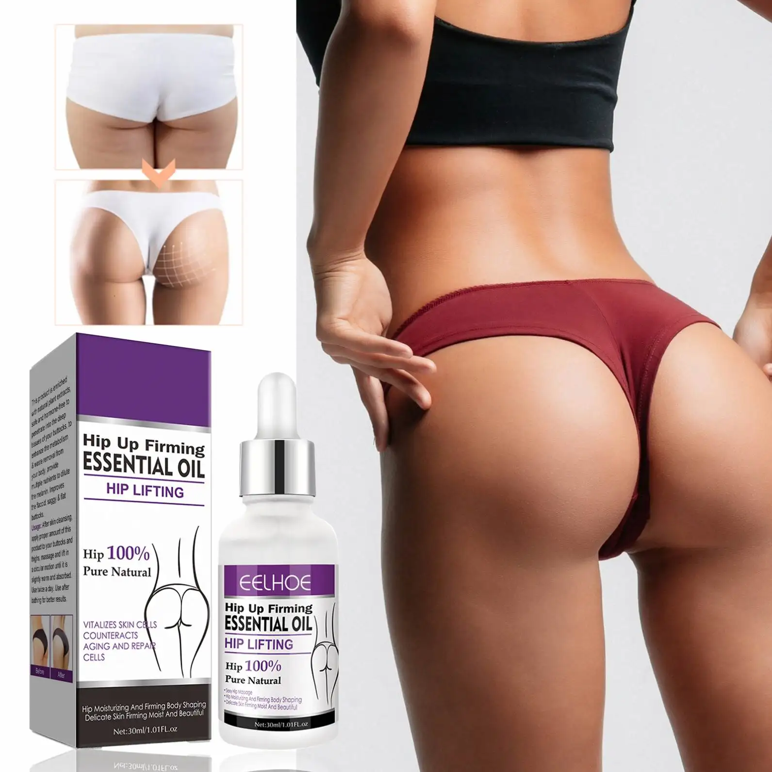 EELHOE NEW 30ml Ladies Butt Lifting Massage Oil Buttocks Plump Lifting Moisturizing Oil