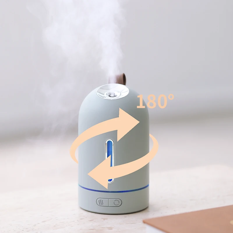 New design 260ml Cool Mist Personal Space 180 degree rotating Ultrasonic Mini Led Humidifier