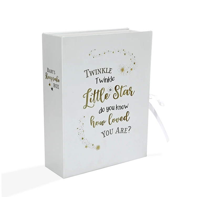 Custom Eco Friendly Decorative Cardboard Paper Baby First Tooth Keepsake Box With Ribbon