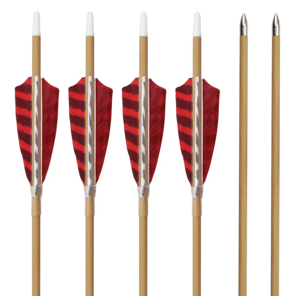 Bullet Point Turkey Feather Wood Grain Carbon Arrow