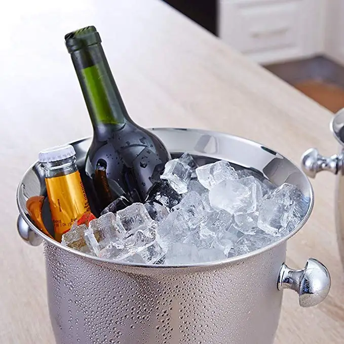 Изолированный 3L ведро для льда из нержавеющей стали с щипцы шампанское охладитель вина портативный контейнер для кубиков льда