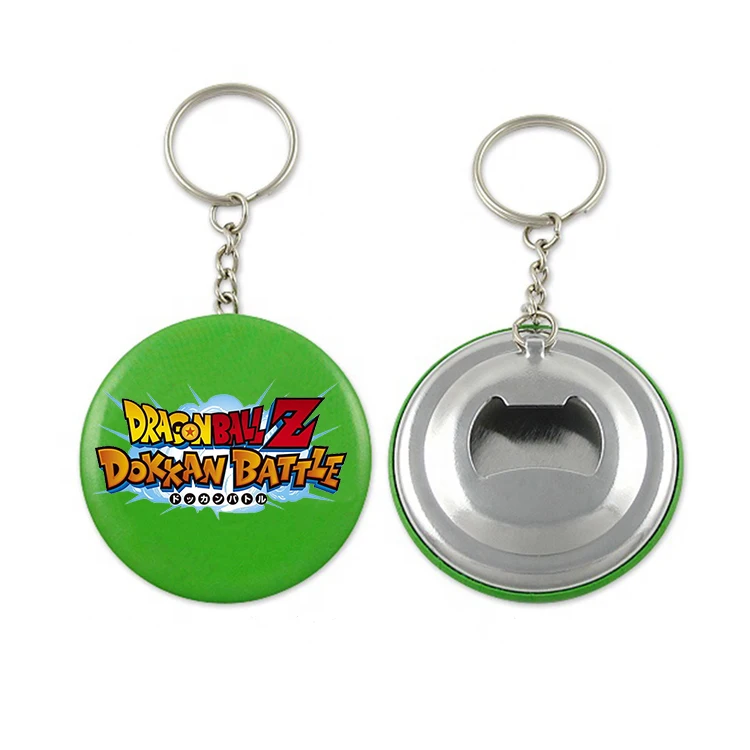 Customized DIY Metal Keychains round Brass Zinc Alloy Beer Bottle Opener Light Keychain with UV Printed Digital Button