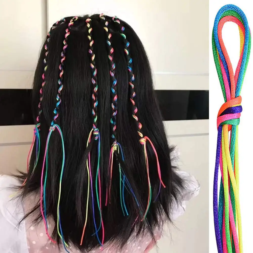 Colorful Hair Strings Hair Tinsel Extensions Party Highlights Glitter Hair Thread Yarn Braiding Wire Ribbon for Girls Women