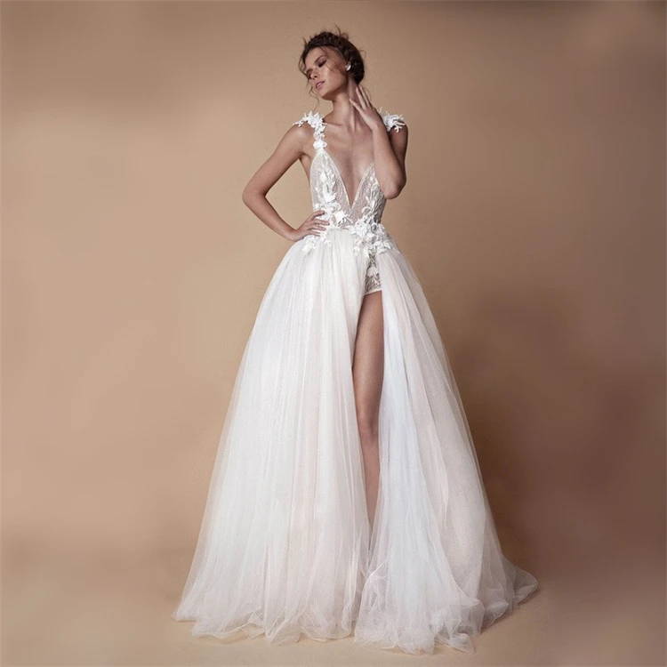 Princess Wedding Dress Simple Wedding Dress Temperament Bride Perspective Drag Tail Dream Slim Ball Gown Women for Bride Lace