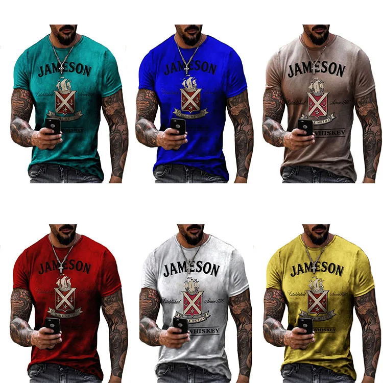 Factory wholesale customization 3DT shirt fashion trendy color matching design 3d print t shirt