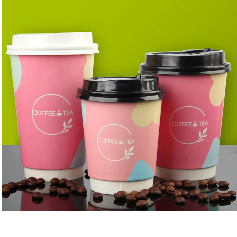  Высококачественная крафт-бумага розовая с двойными стенками бумажная чашка для кофе объемом 16 унций Одноразовая горячей воды и напитков вечеринки низкая цена оптом