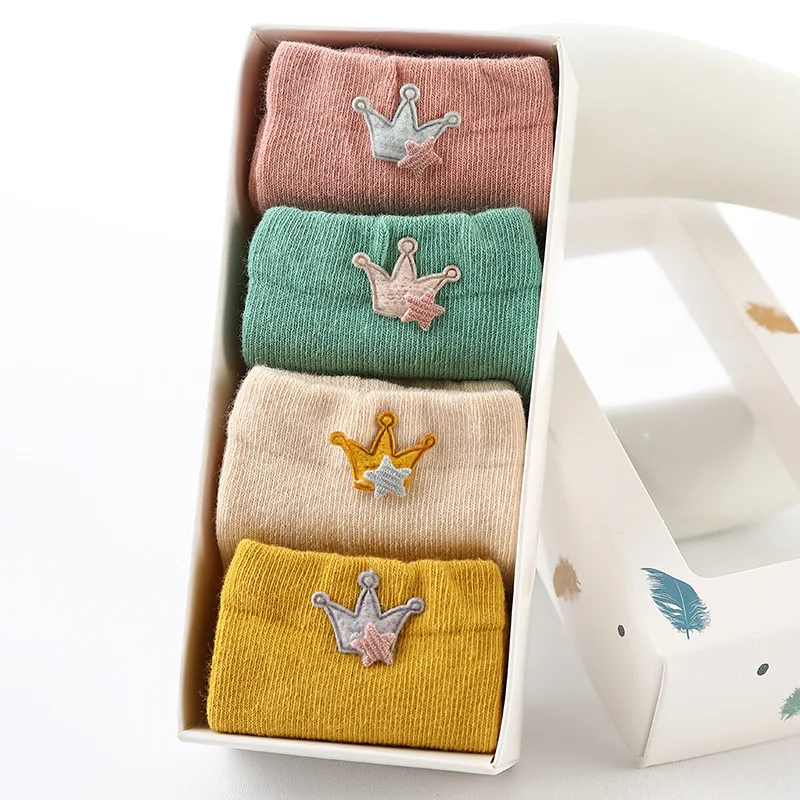 Funny Kids Soft Cotton Socks Girls Cute Cartoon Crew Socks Boys Children Toddlers Sock with Gift Box Set 4 Pairs