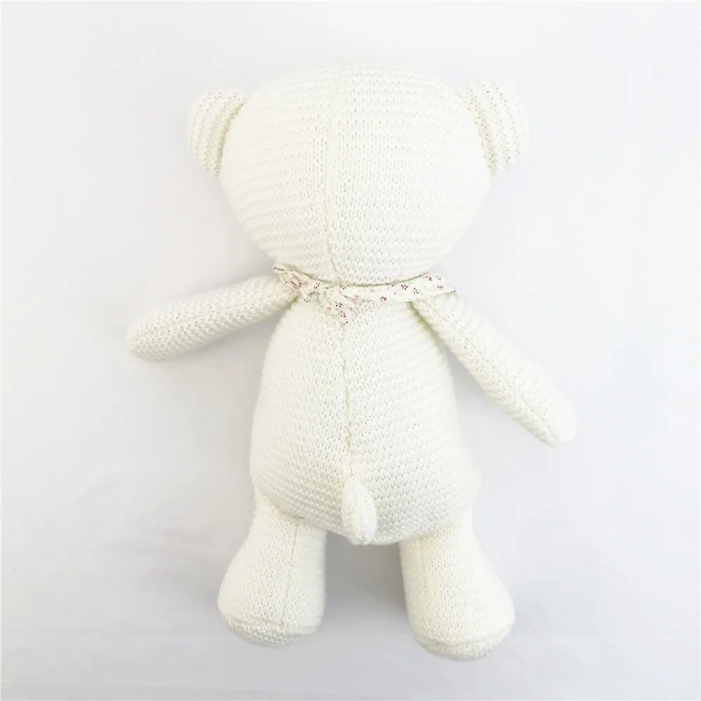 New Style Stuffed Customized Teddy Knitted Bear  Bear with Scarf Soft Cute Plush Toy Bear Custom Color Plush Animal Toy