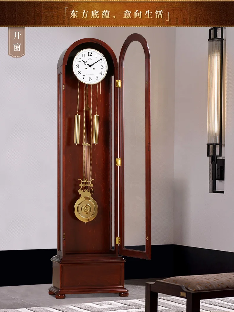 Royal Classic Germany Antique Baroque Style Goddess Big Wooden Floor Standing Mechanism Grandfather Clock With