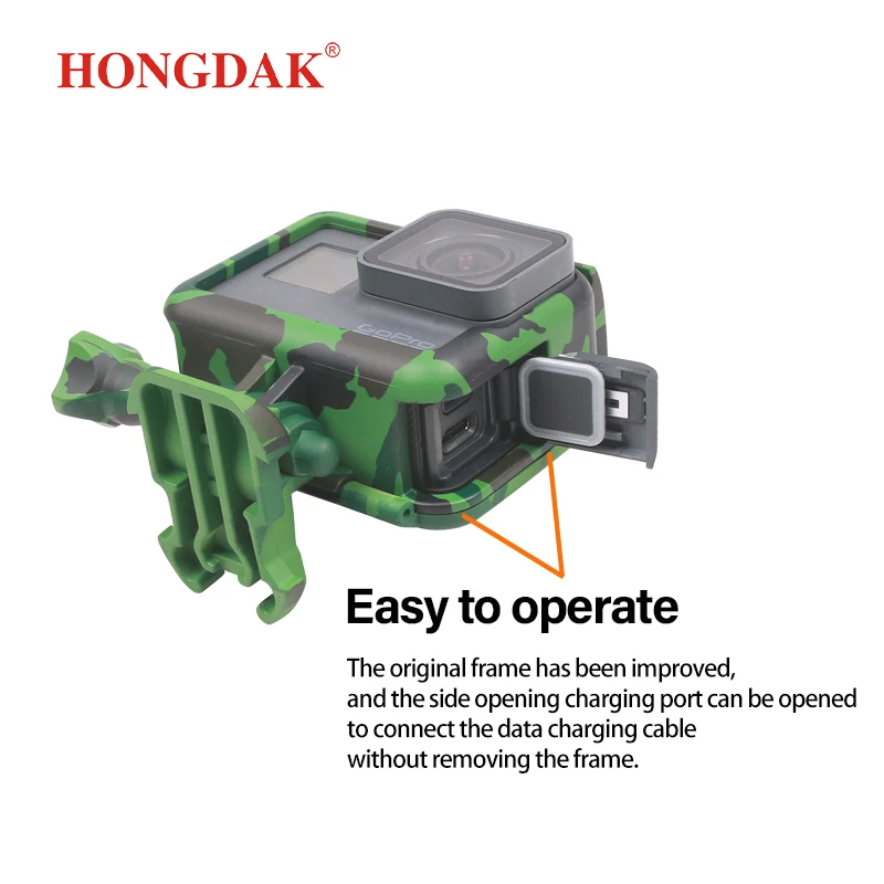 HONGDAK Protective Frame Case Shell Protector Housing Army Green +Lone Screw+ Base Mount For GoPro Hero 5 6 7 Camera Accessories