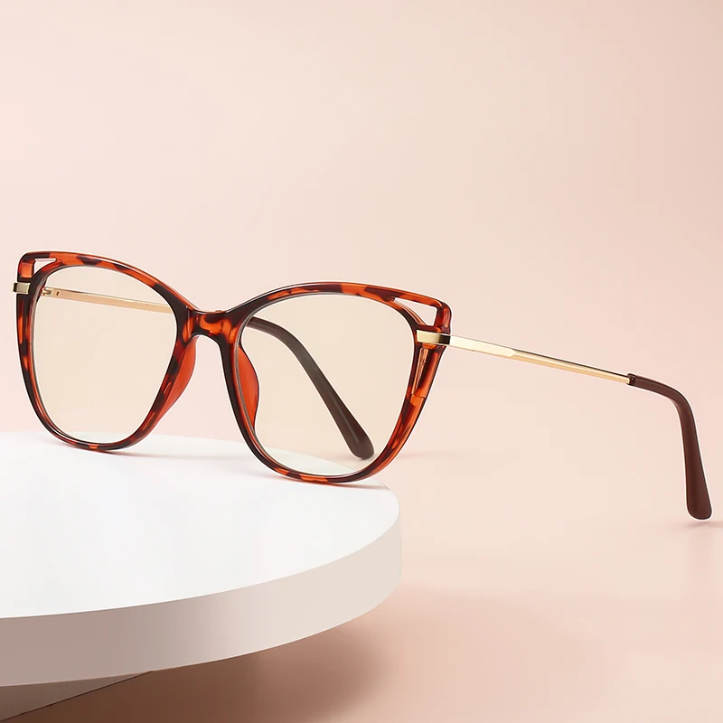 New Style TR90 Cat Eye Frames Metal Slim Temples Anti Blue Light Optical Eye Glasses Eyewear For Women