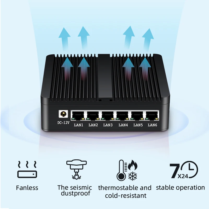  Мини-ПК Barebone Pfsense 6 гигабит Ethernet RJ45 LAN NIC In-tel Ce-leron J1900 четырехъядерный безвентиляторный