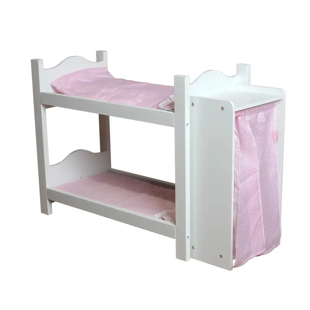 Other toy role play interactive pretend play doll bunk bed with beddings ez assembly doll crib baby doll crib with high quality