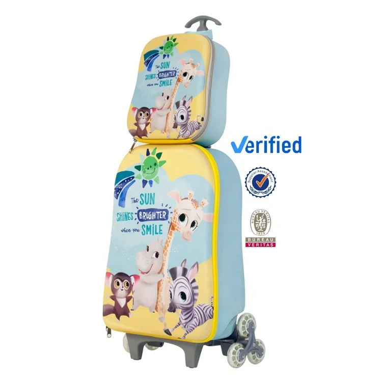 EVA 16 inch climbing stairs trolley case children luggage set with lunch bag school bag