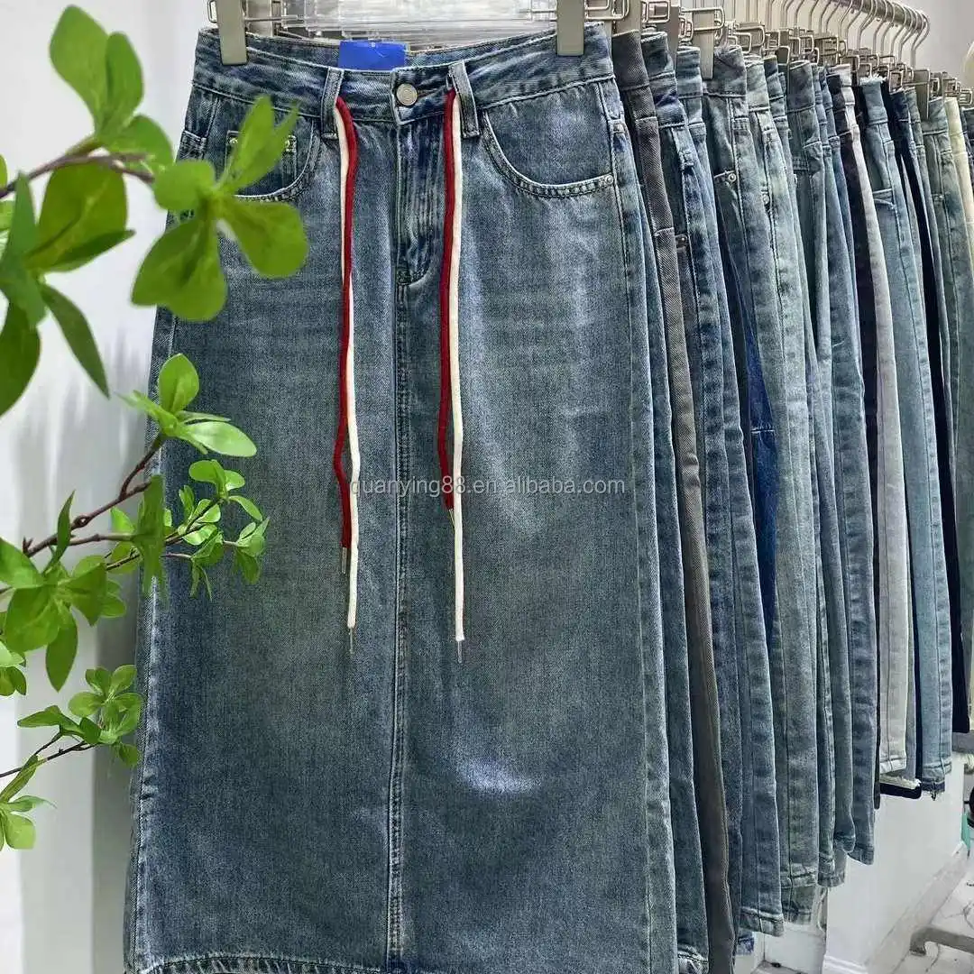 Latest Fashion Women Ladies Clothes Hole Button Mini Jeans Skirts for Summer