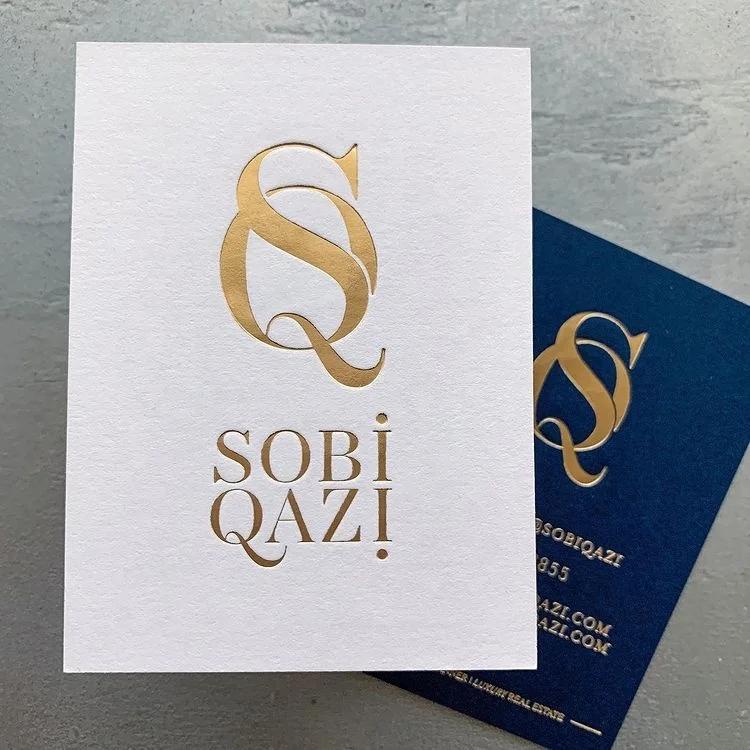 Custom Visiting Card Luxury Embossed Business Card Printing With Gold Foil Stamping Logo