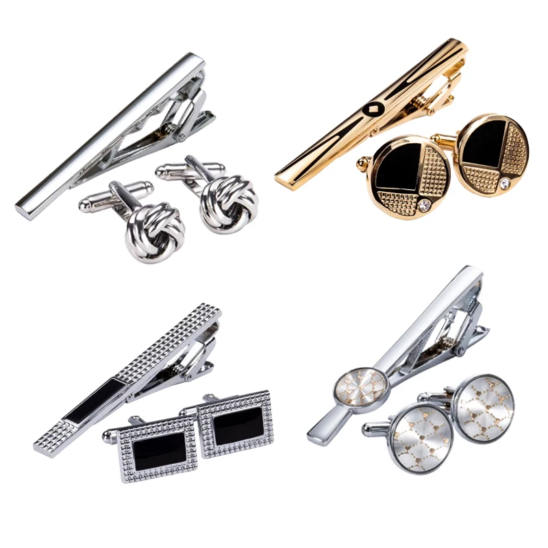 Cufflink Supplier Custom High Quality Logo Luxury Brass Cuff links And Tie Clip For Uniform