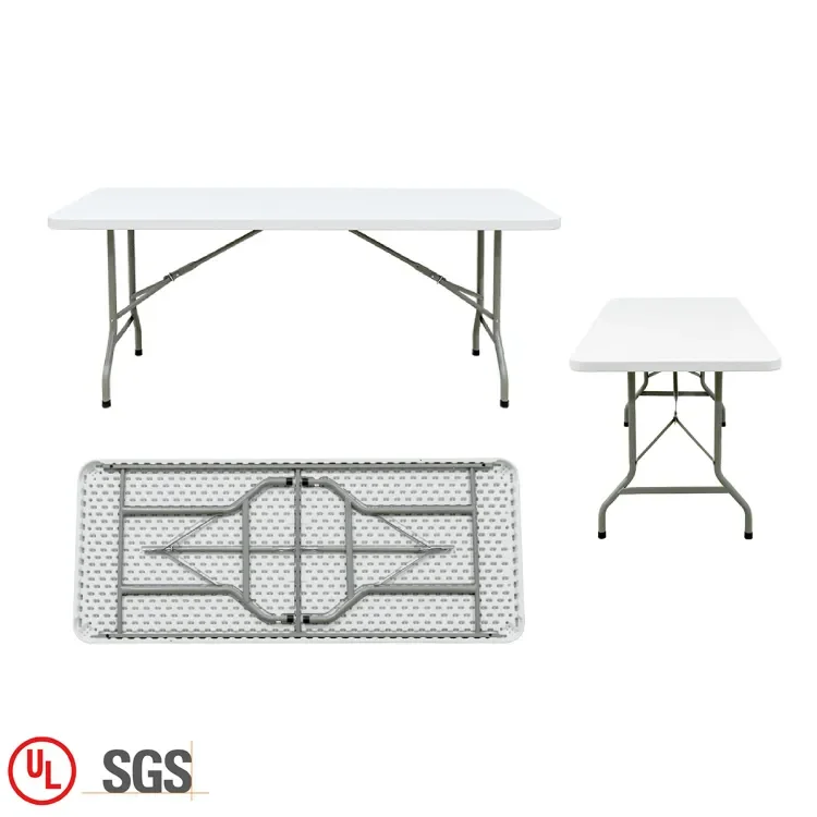 Wholesale china plastic folding table white outdoor garden portable 6ft folding rectangular table