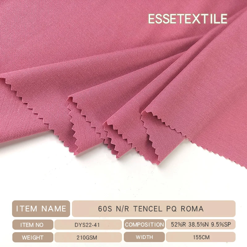 INDIA 60S TENCEL NR PQ ROMA Fabric FOR T SHIRT/POLO SIRO 220 GSM Factory Manufacturer TELA Knitted Ponte De ROMA Jersey