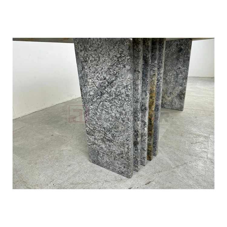 Newstar Natural Stone Luxury Square Coffee Table with Gold and Grey Marble for Home Hoteland Office