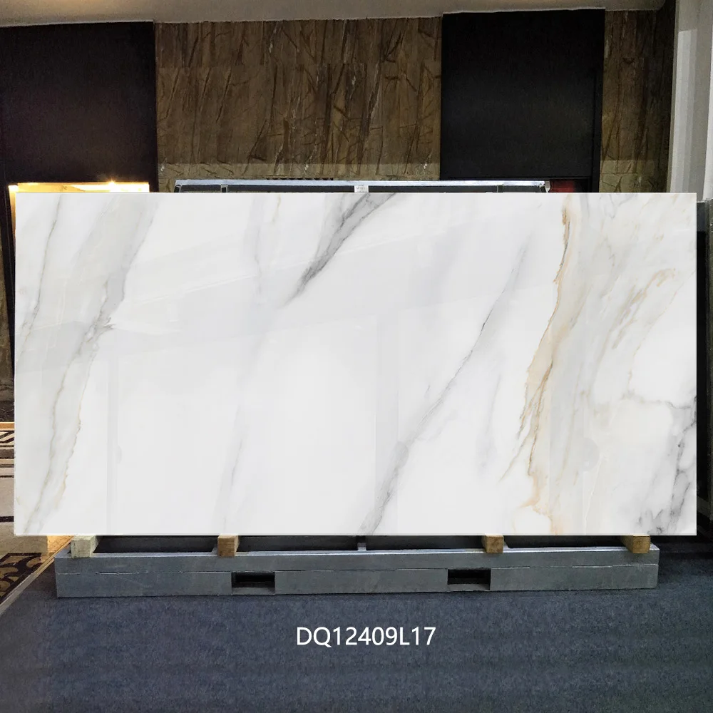 Good Selling 1200*2400*9mm Non-slip Floor Calacatta Gold Glaze Porcelain Tiles Polished Wall
