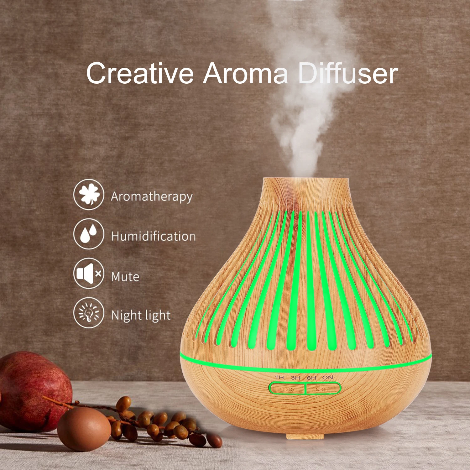 Customizable 500ML Aroma Diffuser  Air Humidifier Household Commercial use Essential Oil Desktop LED Light