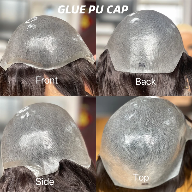 Alopecia Hairloss Factory Made Glue Medical PU Cap Wigs 100 Human Hair Wig For Cancer Patients In Stock