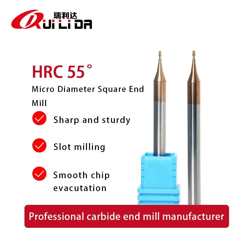 RLD HRC 55 solid carbide micro diameter end mill cutter 2flute cnc cutting tools for jewellery tools