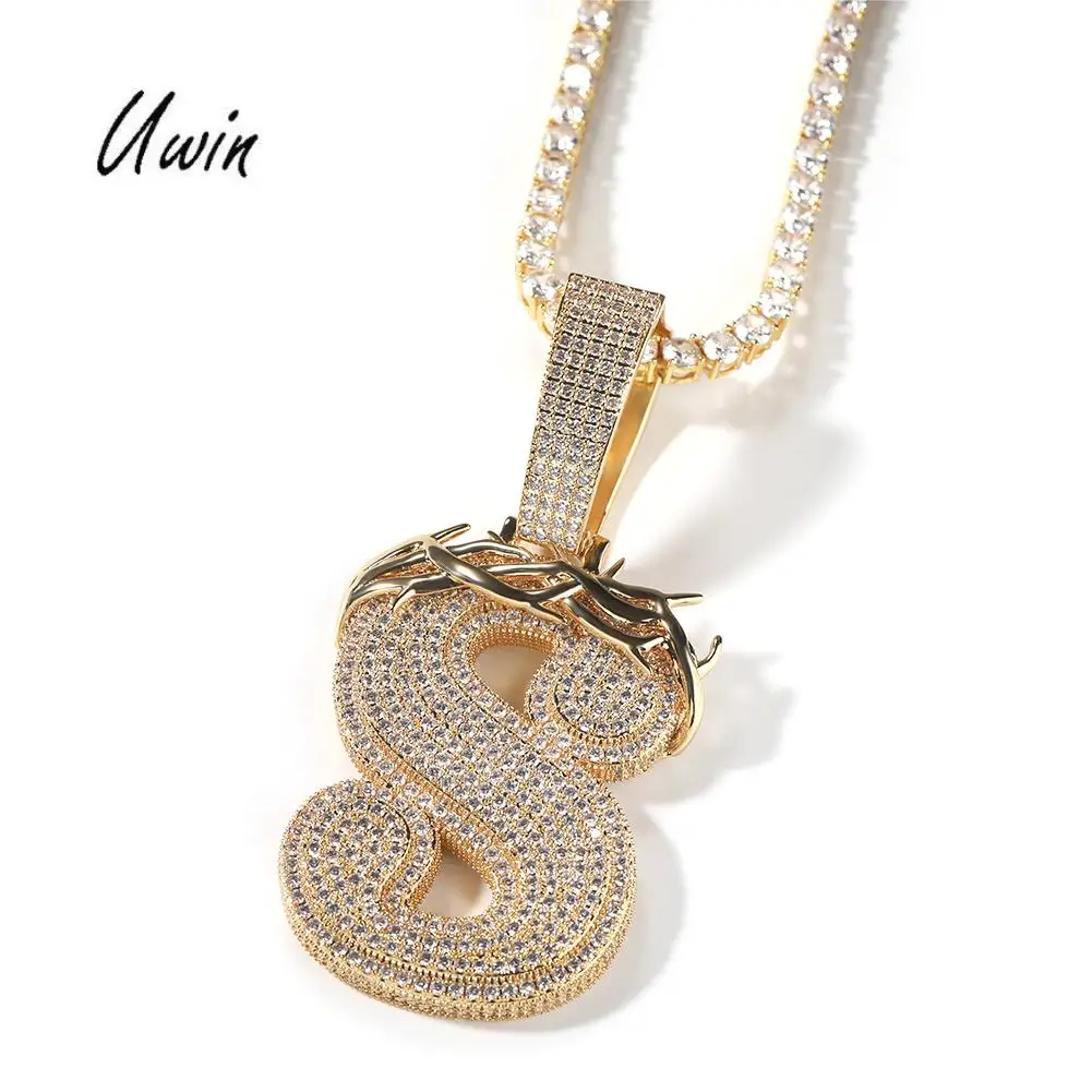 Hip Hop Large Size Single Letter Pendant Custom Name Necklace A-Z Capital Letters Women Men Bling Jewelry