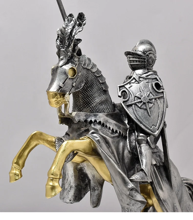 Roman medieval warrior armor heroic knight figures decoration European kamen rider horse art statue