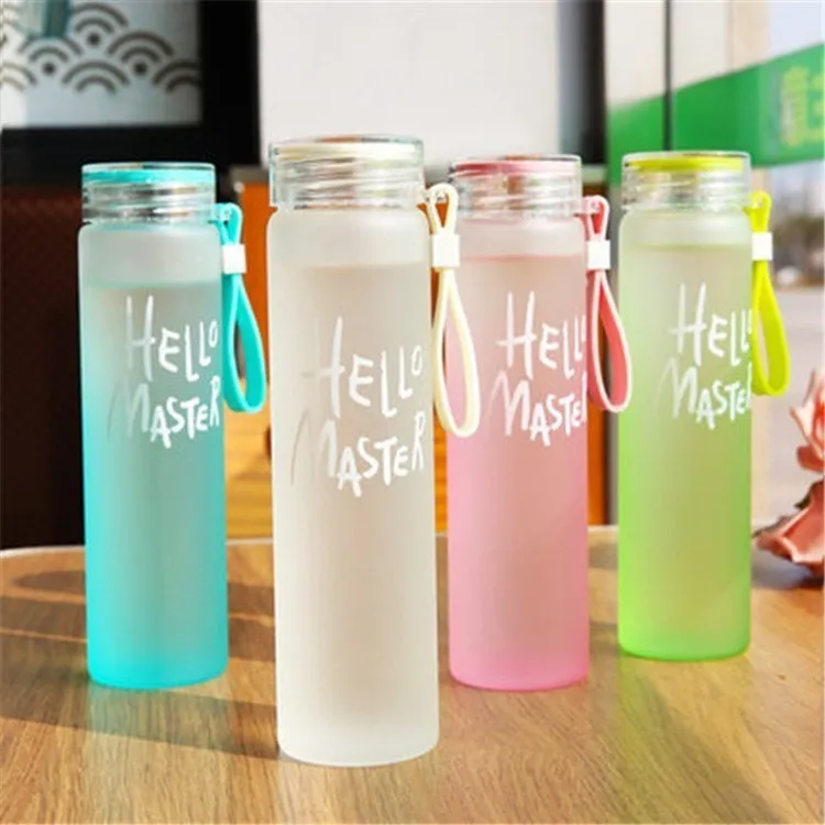 Factory wholesale direct selling New Eco-friendly Customize Travel Fruit Frosted Clear Juice Glass Drinking Water Bottles