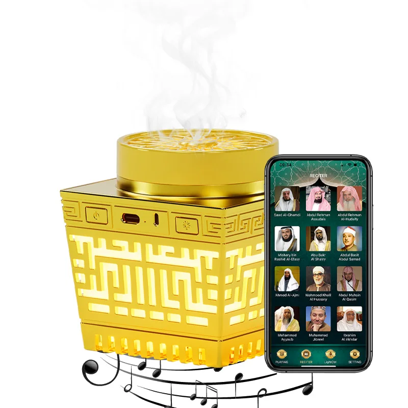 Holy Muslim Multi LED Light Bluetooth Arabia Quran English Translation Speaker With Bukhoor Burning