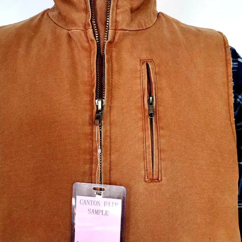 
Basic Workwear OEM Heavy Duty Winter Warm Men Cotton Canvas Fabric Cowboy Work Vest 