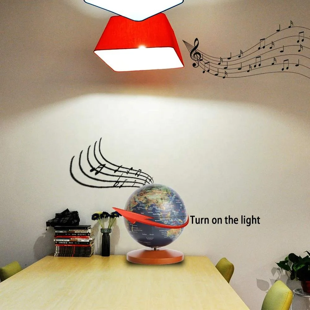 Dipper Rotary music box World Globe,dark blue World Map Globe for School Classroom Teaching Aids Home Desk Decor