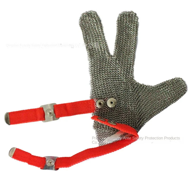 Three-Finger Cut-Resistant Gloves with Five-Round Stainl Steel Wire Labor Protection Reinforced Steel Wire Safety Gloves