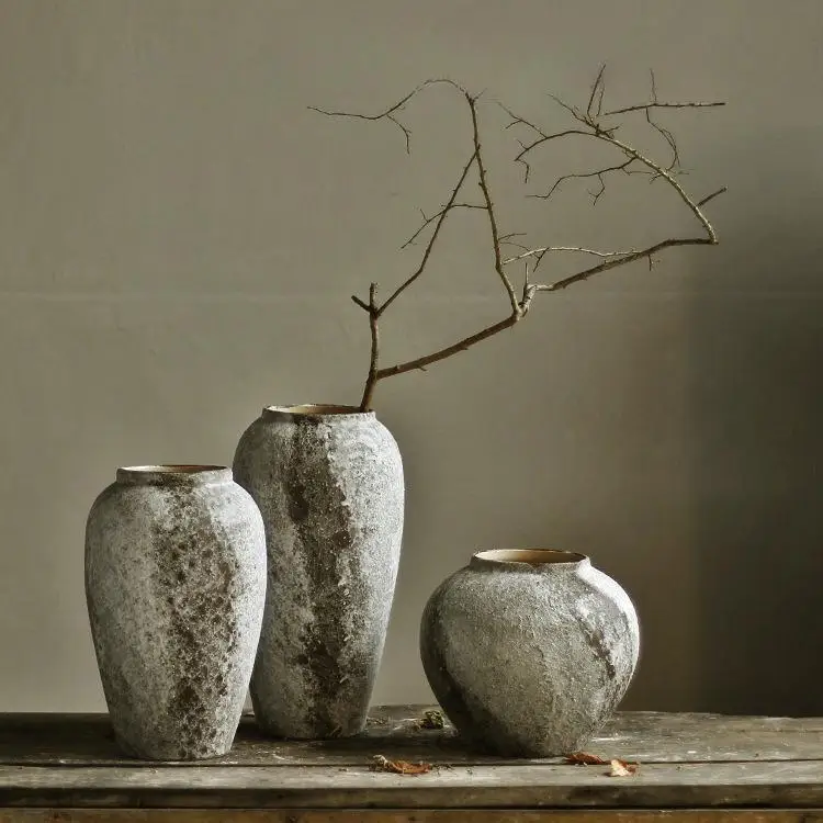Indoor Decoration Wabi-Sabi Style Antique Home Decor Ceramic Table Flower Vase