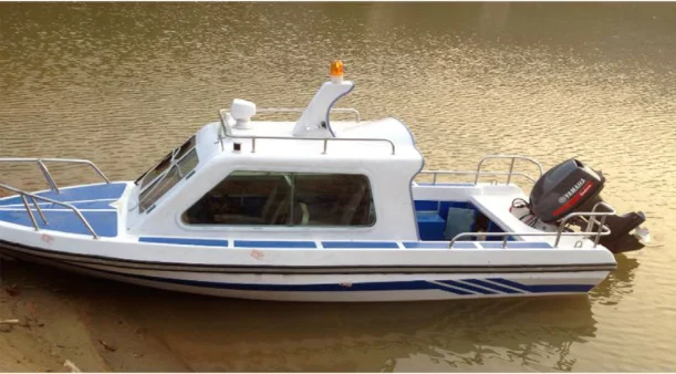 New product fiberglass high speed outboard Sport Yacht 4 person fishing speed boat 40-60HP engine with speed 50-55km/h