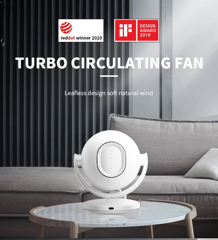 Smart Home Appliance Electric Bladeless Table Fan Timing Digital Display Air Circulating Fan With Remote Control