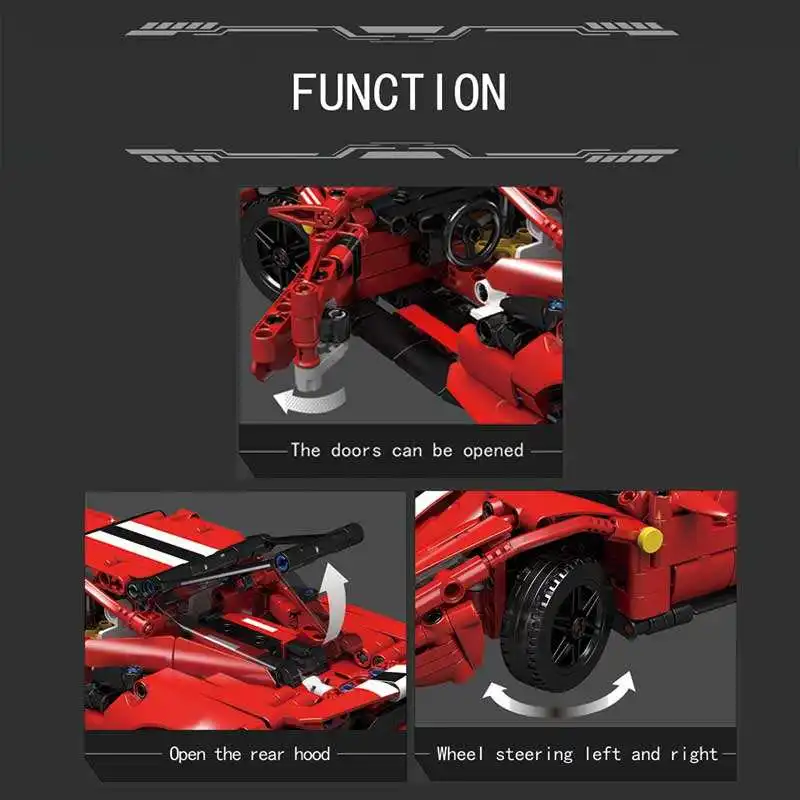 MOULD KING 10076 F488 3in1 Toy Car Educational Plastic Kit Bricks Set 3in1 Changeable Model Building Car Block For Kids