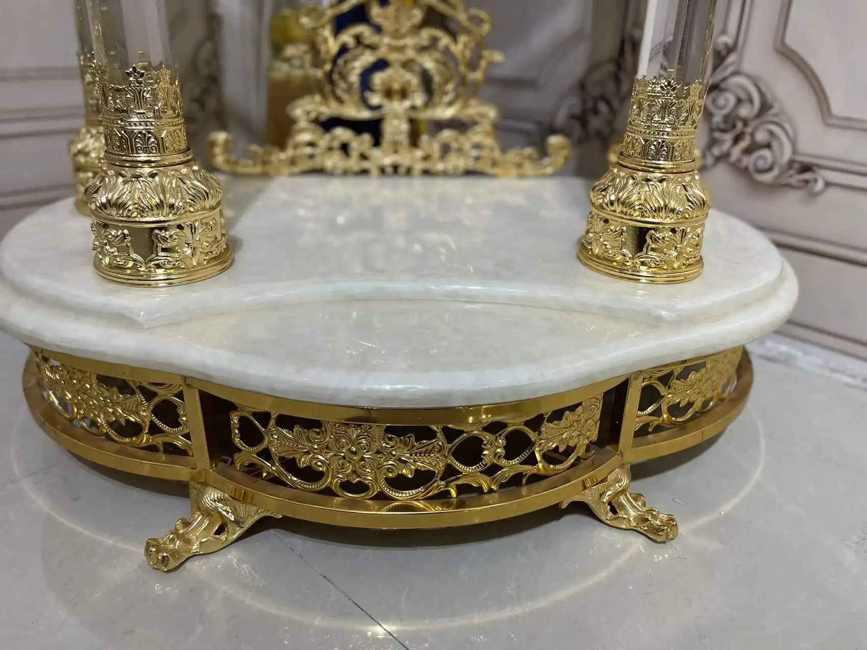 Exquisite Luxury Grandfather Clock European Custom Standing Clock Golden Copper Floor Clock