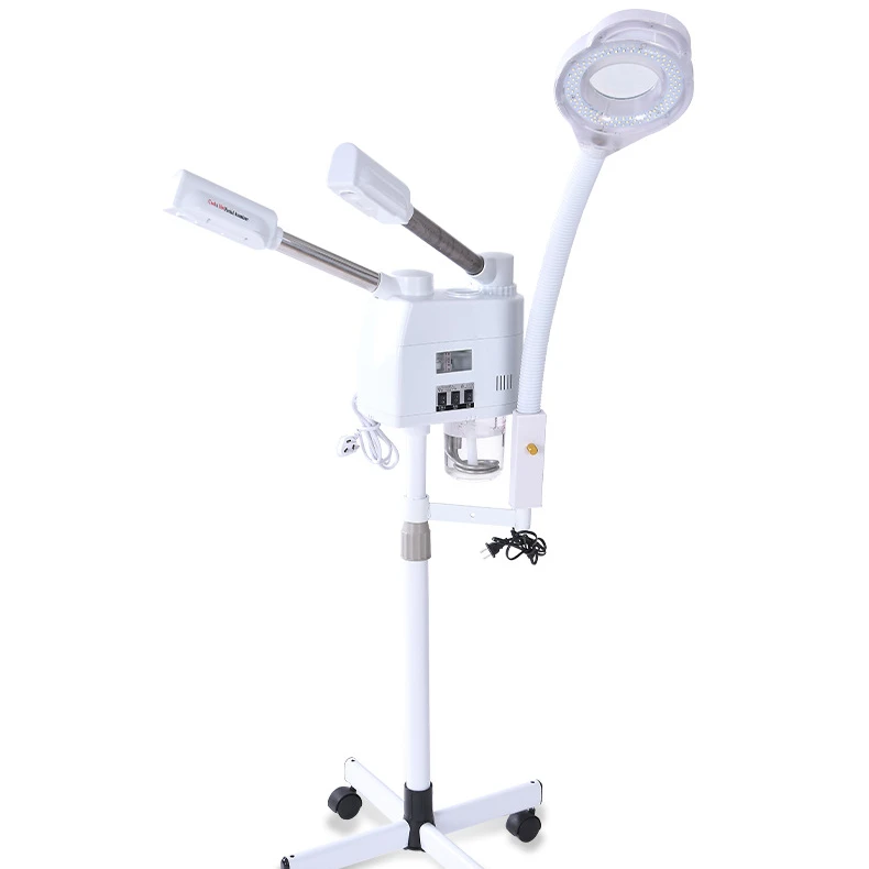 RTSWholesale 2021 new style face steamer beauty salon face steamer sprayer hot and cold double sprayer with led magnifying glass
