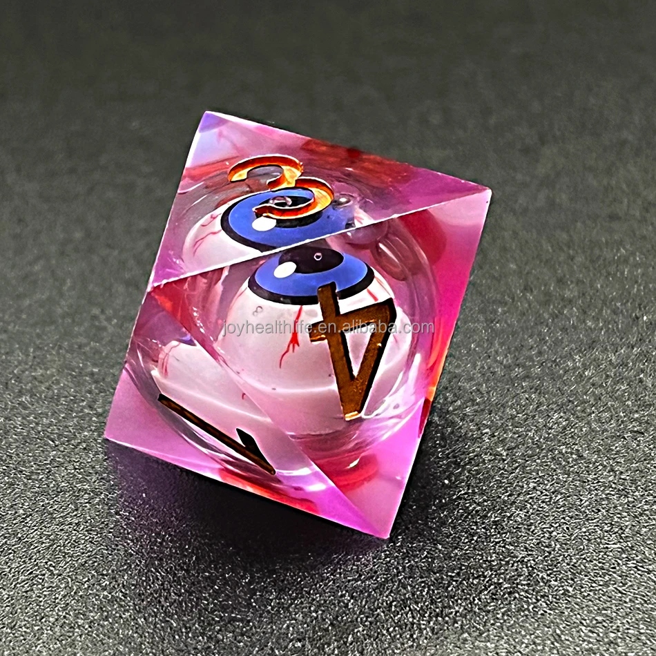 Custom Dnd Dice Set D&d Rpg D20 Polyhedral Math Board Game Sharp-edged Dice Liquid Core Heart Filled Razor Handcrafted